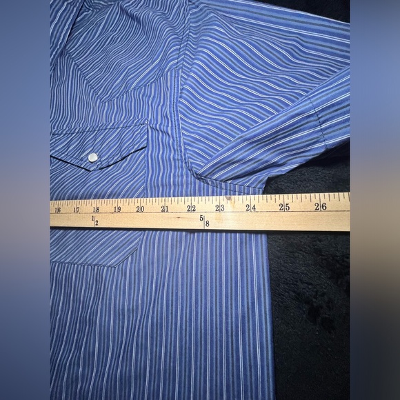 Haband Men’s Western Striped Pearl Snap Short Sleeve Shirt, Vintage, Size Large - Picture 7 of 10